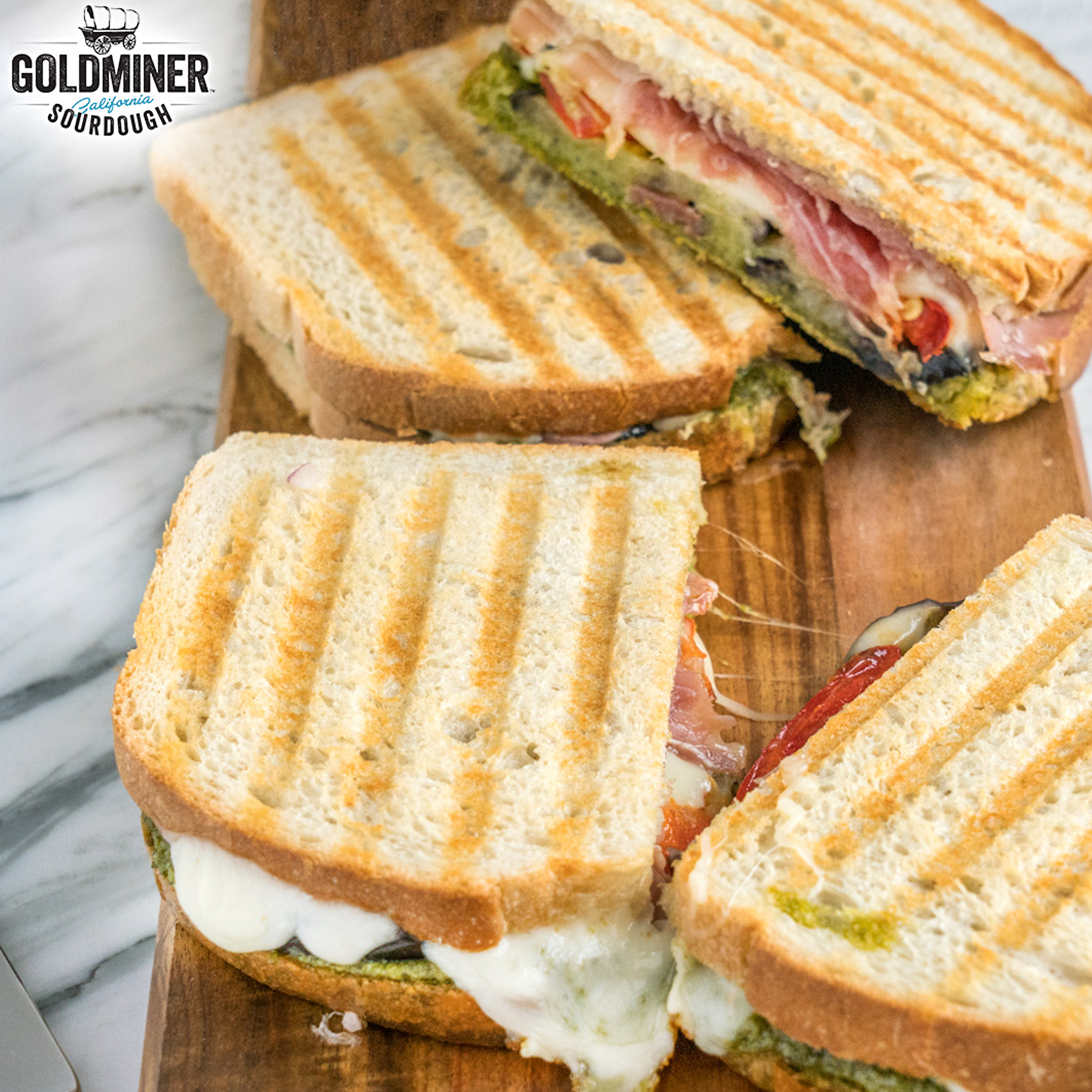 Eggplant, Capicola &amp; Pesto Sourdough Panini | Goldminer Bakery